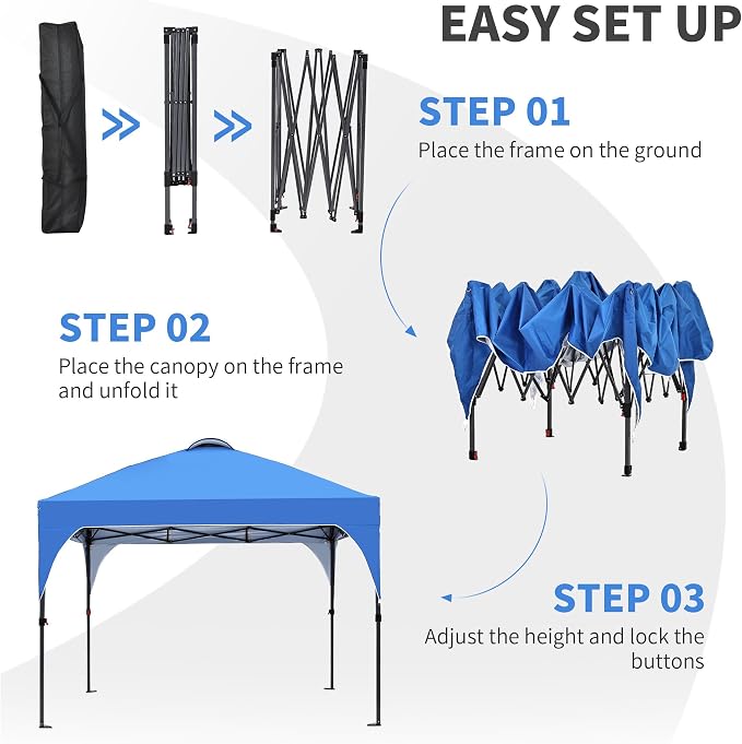 GDY 10x10 Pop Up Canopy Tent, Outdoor Gazebo - Image 2