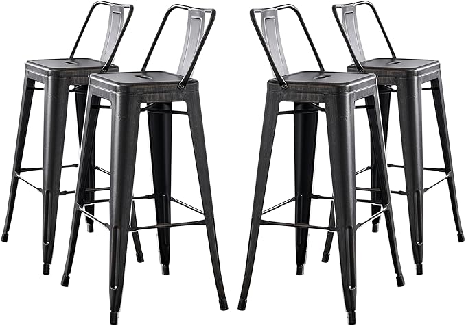 AC Pacific 30” Metal Barstool Set of 4 – Country Rustic Style by ACPacific
