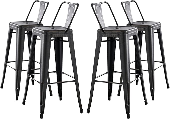 AC Pacific 30” Metal Barstool Set of 2 – Country Rustic Style by ACPacific