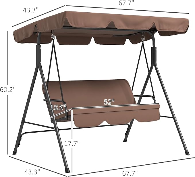 Outsunny 3-Seat Outdoor Patio Swing Chair - Image 7