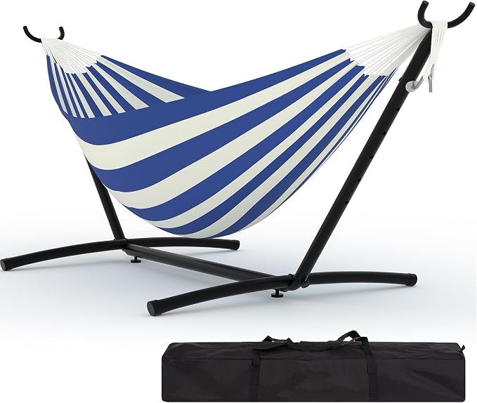 2 Person Hammocks with Stand for Outside, Double Hammocks Portable Space Saving by Garvee