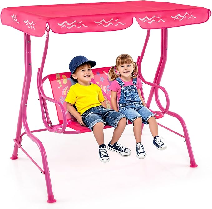 HONEY JOY Kids Patio Swing, 2-Seater Outdoor Porch Swing Lounge Chair, by HONEYJOY