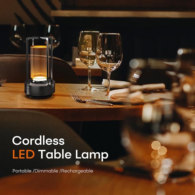 Portable Metal Table Lamp for Indoor/Outdoor, Rechargeable Cordless LED Lamp - Image 2