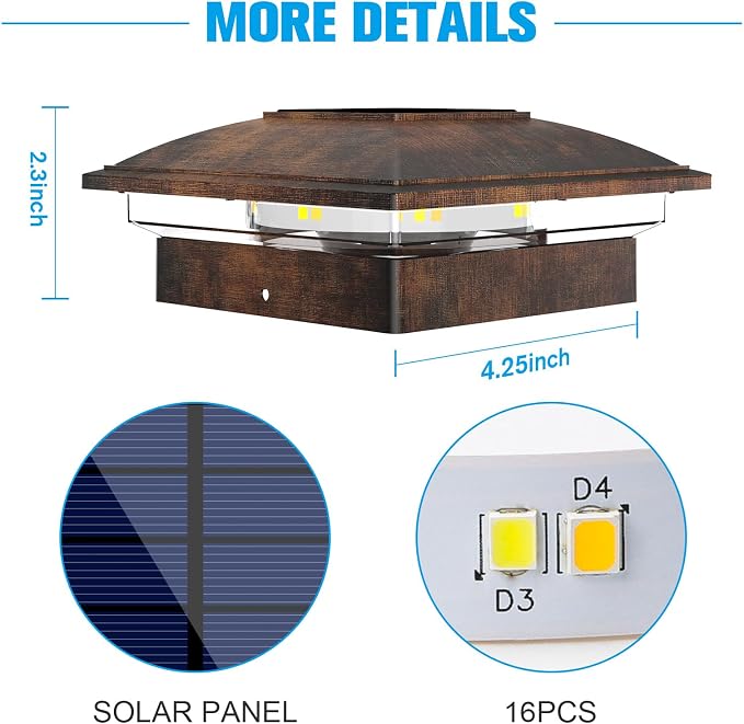 VOLISUN Solar Post Cap Light Outdoor 16pack, Solar Deck Fence - Image 5