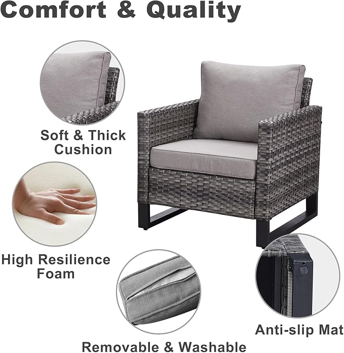 Belord Wicker Patio Furniture 5 Piece Outdoor Sofa Set, Oversize Outdoor Dining - Image 5