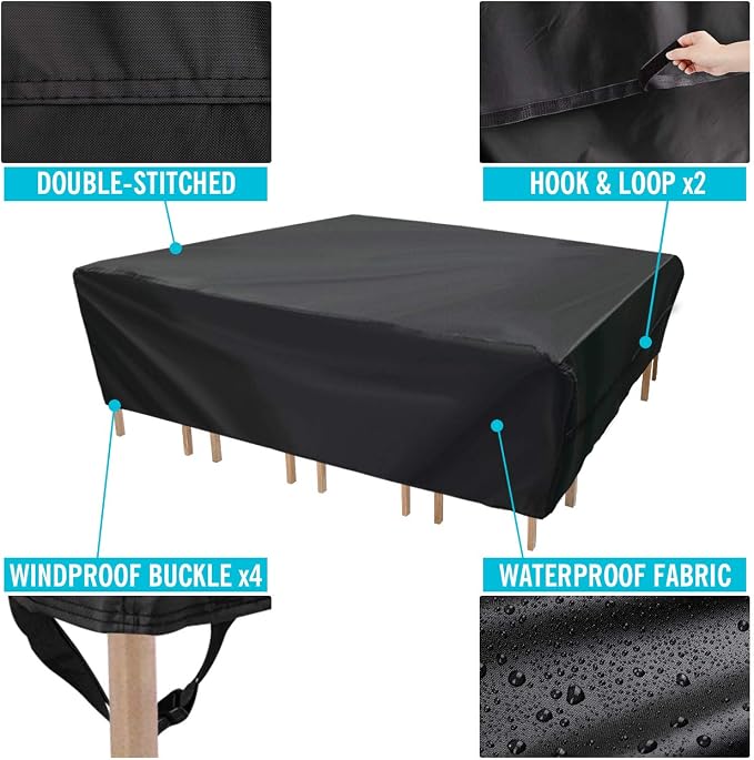 Velway Patio Furniture Cover Outdoor, Waterproof Rectangular Patio Table Chair - Image 6