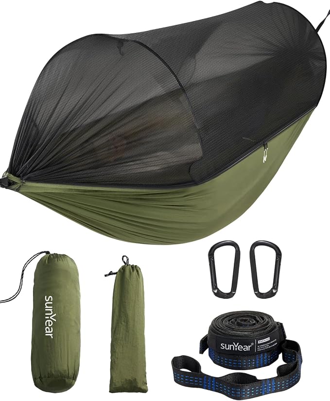 Sunyear Camping Hammock with Net by SleepSafeSwingFree