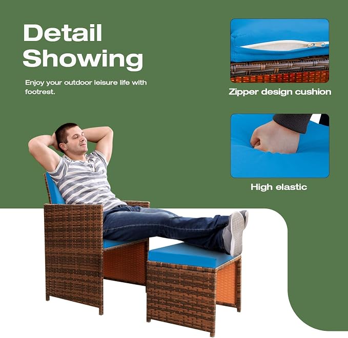 Devoko 4 Pieces Patio Wicker Furniture Set Outdoor Patio Chairs - Image 3