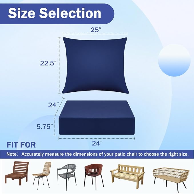 Outdoor Chair Cushions, 24 x 24 Inch Outdoor Cushion - Image 2