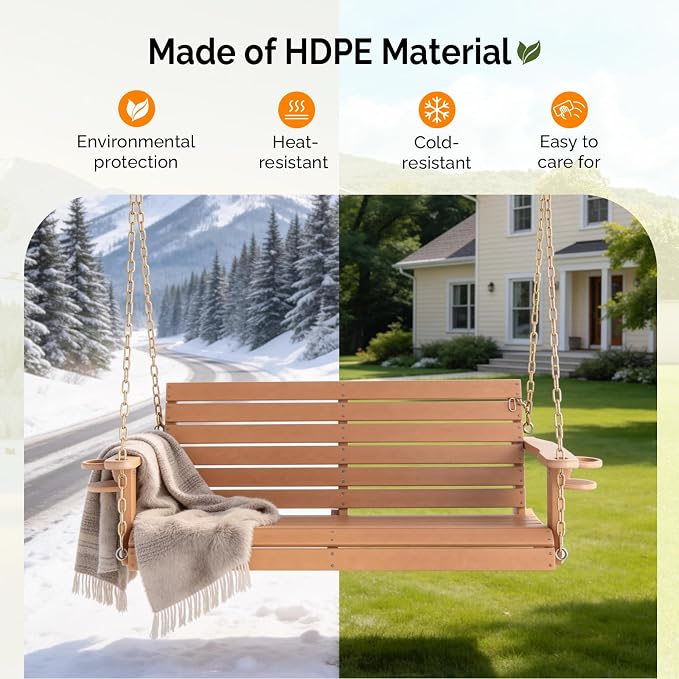 VINGLI Heavy Duty 1600 LBS HDPE Porch Swing Outdoor - Image 7
