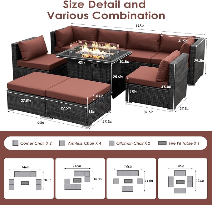 BULEXYARD 9 Pcs Highback Patio Furniture Set - Image 6