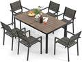 Tangkula 7 Piece Outdoor Dining Set, Patio Furniture Set w/ 6 Stackable Chairs by TANGKULA