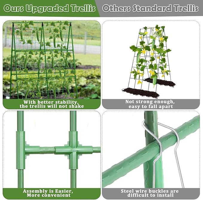 Cucumber Trellis for Raised Beds, 31 X 47 Inch Adjustable Size A-Frame Garden - Image 4