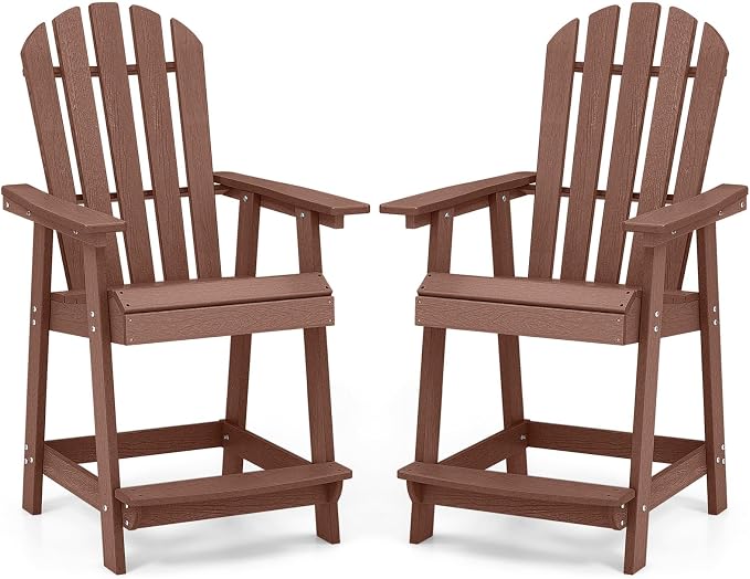Tangkula Outdoor Bar Stool, HDPE Tall Adirondack Chair by TANGKULA