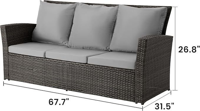 Wisteria Lane All Weather Wicker Patio Couch, 3 Seats Patio Sofa - Image 2
