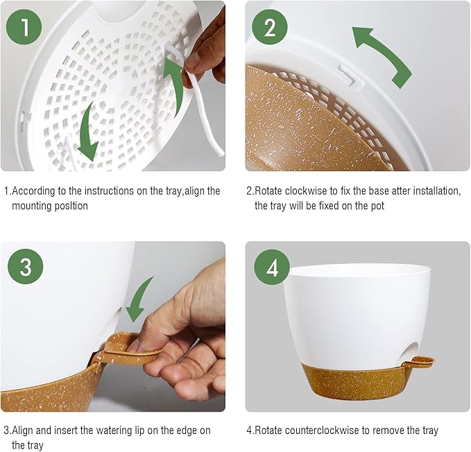 12 inch Large Self Watering Pots, Plastic Planters - Image 4