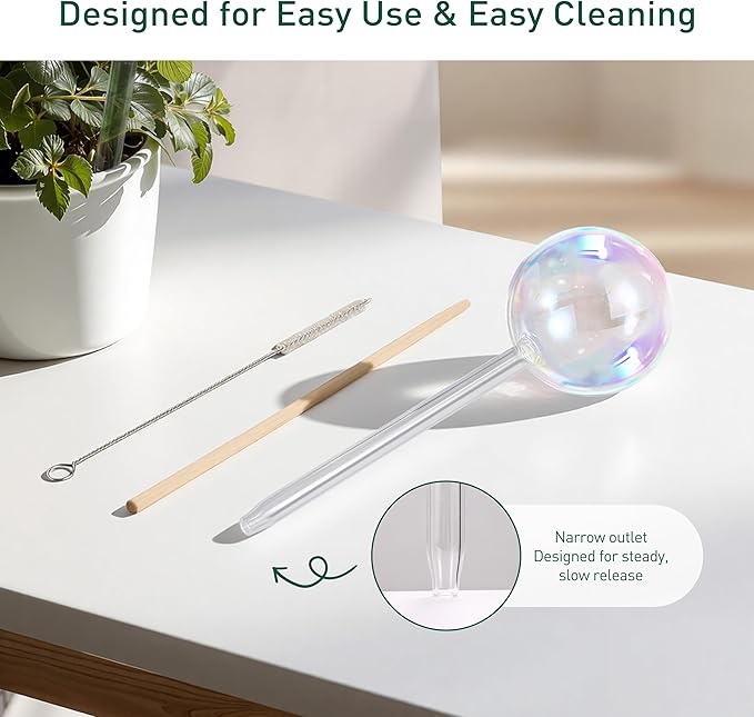 Extra-Thick Clear Glass Plant Watering Globes, Rainbow Gradient Self Watering - Image 5