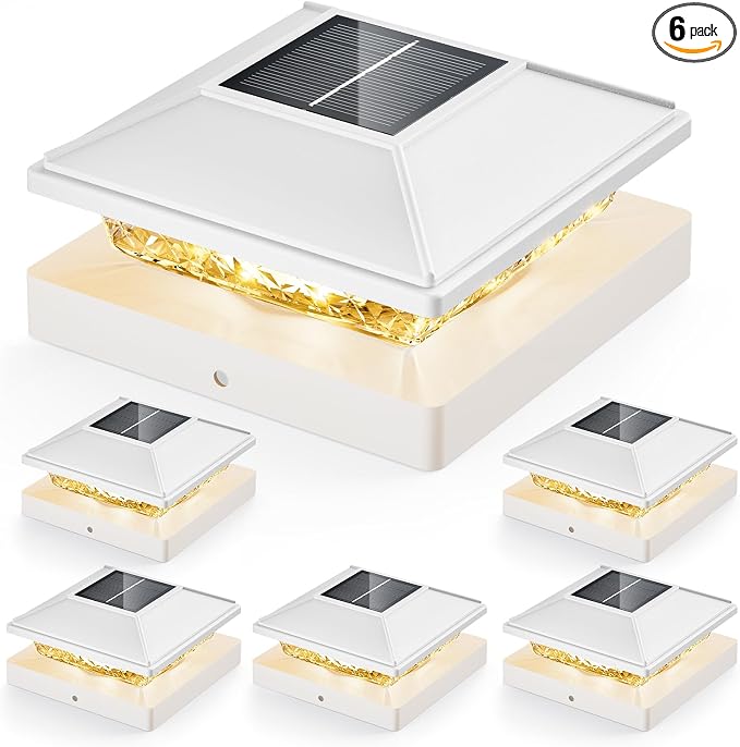 Post Cap Lights 6pack, 4x4 Deck Fence Post Solar Lights Outdoor by JOFIOS