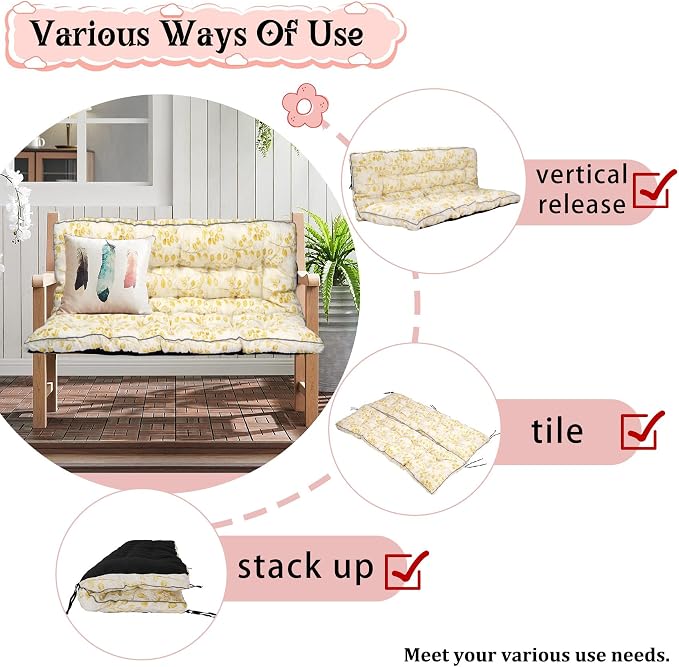 2-3 Seat Swing Replacement Cushion, Outdoor Bench Cushions - Image 4