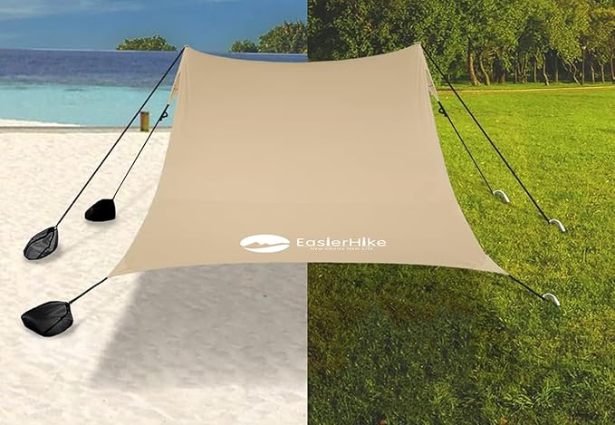 Beach Canopy Windproof Design, Sun Shelter UPF50+ Portable Family Tent by easierhike