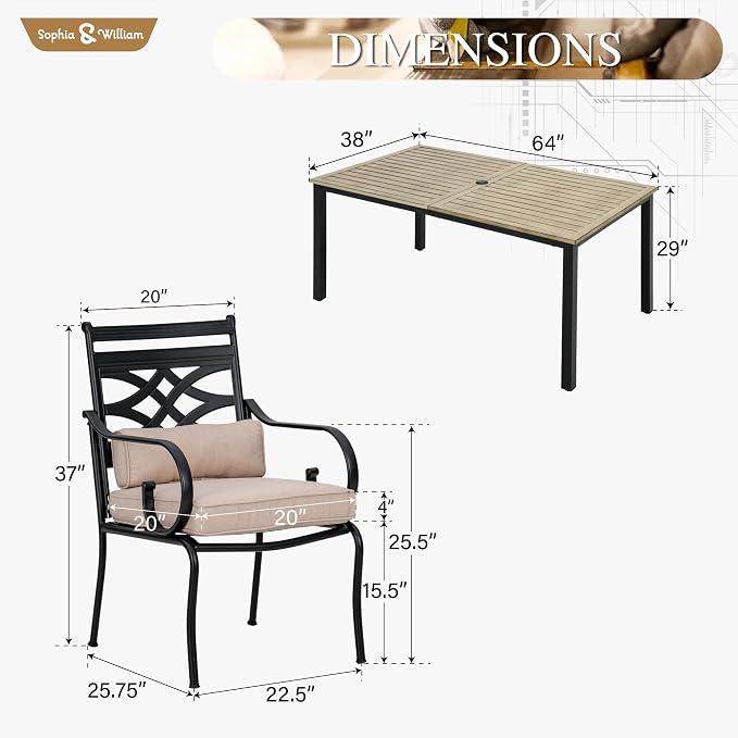 Sophia & William Outdoor Patio Dining Set - Image 7