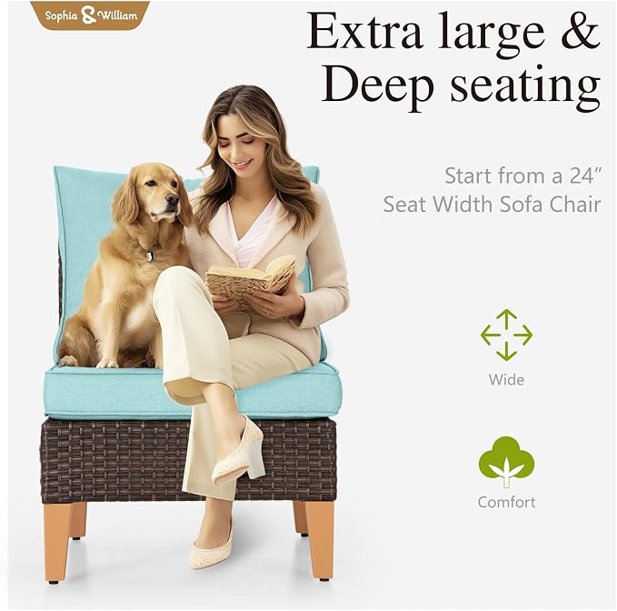 Sophia & William Patio Furniture Set, 5 Piece Half Moon Outdoor Wicker - Image 5