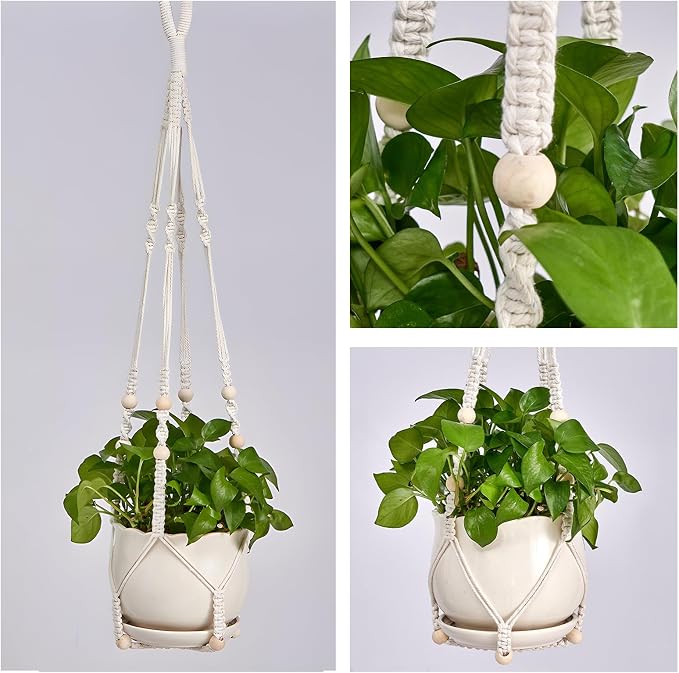 Macrame Plant Hanger Set of 2, 35 Inch Indoor Hanging Planter - Image 5