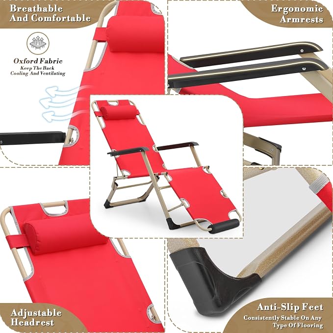 Athena Collection Zero Gravity Outdoor Lounge Chair Set of 2, Outdoor Chaise - Image 4