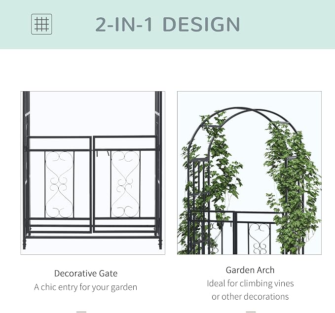 Outsunny 81" Metal Garden Arbor - Image 3