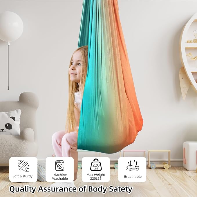 Sensory Swing Chairs for Kids, Indoor & Outdoor Hanging Therapy Cuddle Hammock - Image 2