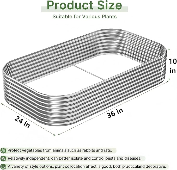 3 PCS Galvanized Raised Garden Bed Outdoor, Metal Garden Bed - Image 2