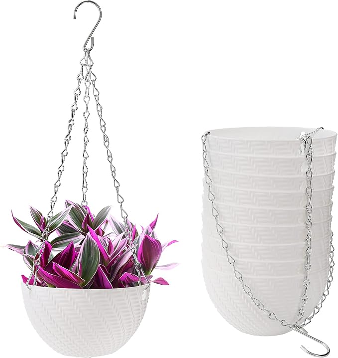 Foraineam 10 Pieces 6 Inch Hanging Planters, Garden Self-Watering Flower Plant by Foraineam