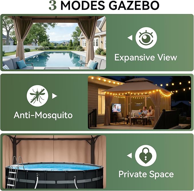 Aoxun 10x12 Outdoor Gazebo - Image 4