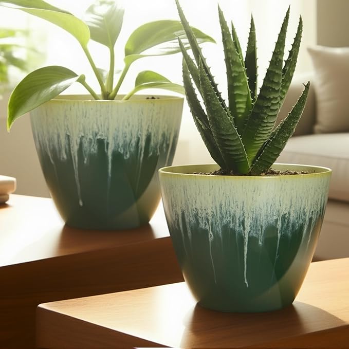 Pack of 2 Flower Pots, Plastic Plant Pots - Image 5