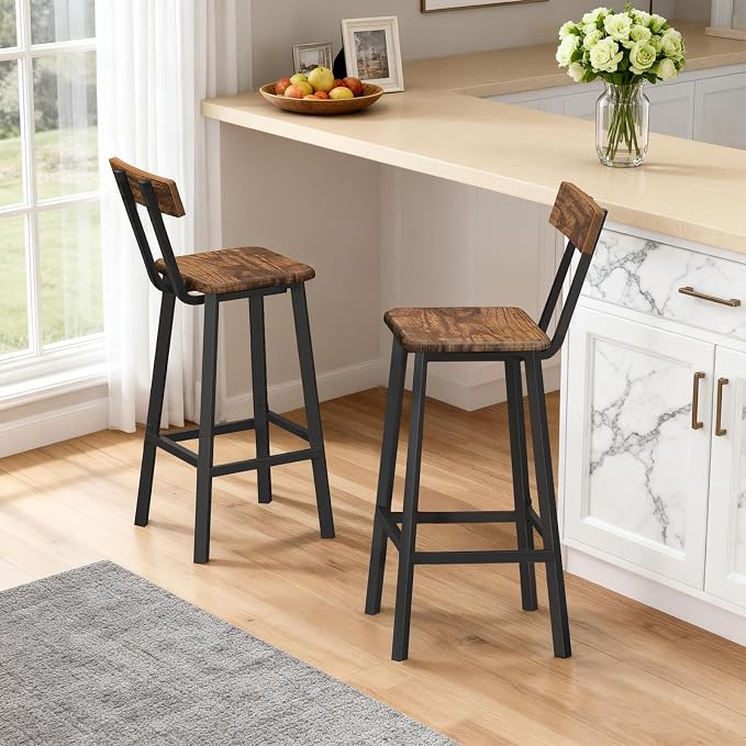 Bar Stools, Counter Stools for Bar, Living Room, and Dining Room, Rustic Brown by MAHANCRIS