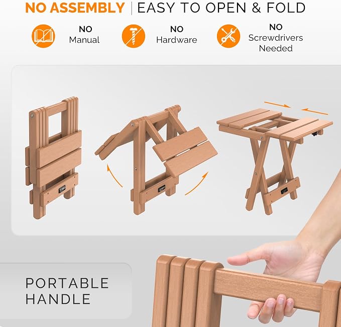 VINGLI Small HDPE Folding Side Table, Plastic Waterproof Portable Adirondack - Image 5