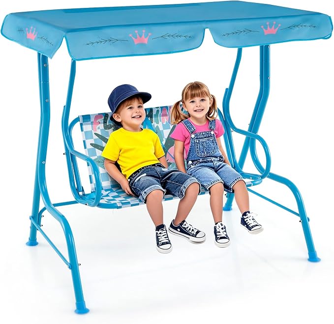 HONEY JOY Kids Patio Swing, 2-Seater Outdoor Porch Swing Lounge Chair, by HONEYJOY