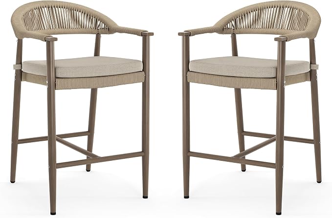 Bar Stools Set of 2, 24.8'' Aluminum Outdoor Bar Stool by COZYMAN