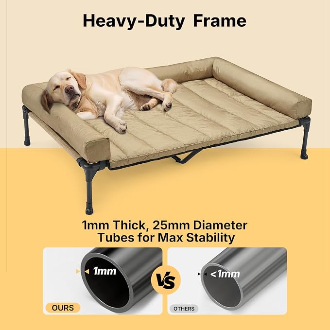 Veehoo Cooling Elevated Dog Bed Add Removable Waterproof Bolster Cushion Mat - Image 6