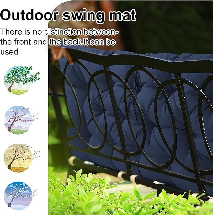 Waterproof Porch Swing Cushion Replacement, Thick 4" 2–3 Seat Outdoor Swing - Image 4