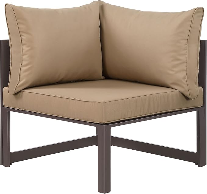 Modway Fortuna Aluminum Outdoor Patio Corner Chair in Brown Mocha - Image 3