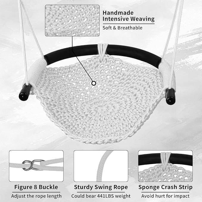 Hi-Na Tree Swing for Kids, Adjustable Toddler Rope Swing Seat - Image 5