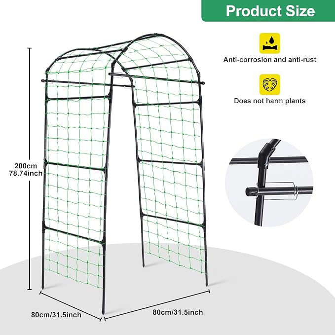 Garden Arch Cucumber Trellis for Climbing Plants Outdoor, 6.7ft Tall Archway - Image 4
