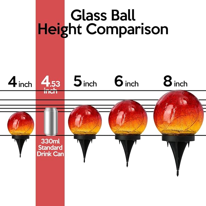 Outdoor Waterproof Solar Gradient Red Globe Lights, Led Solar Round Gazing - Image 6