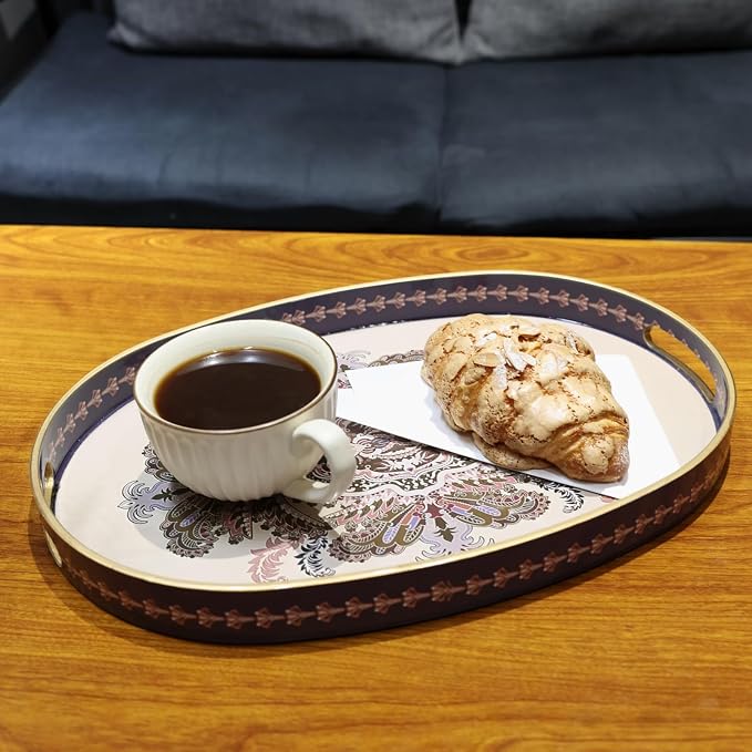 Oval Plastic Serving Tray with Handles, Elegant Decorative Tray - Image 6