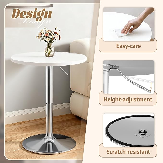 Shahoo Bar Table, Adjustable Height Pub Table 27.4-36 Inches, Cocktail Table - Image 5