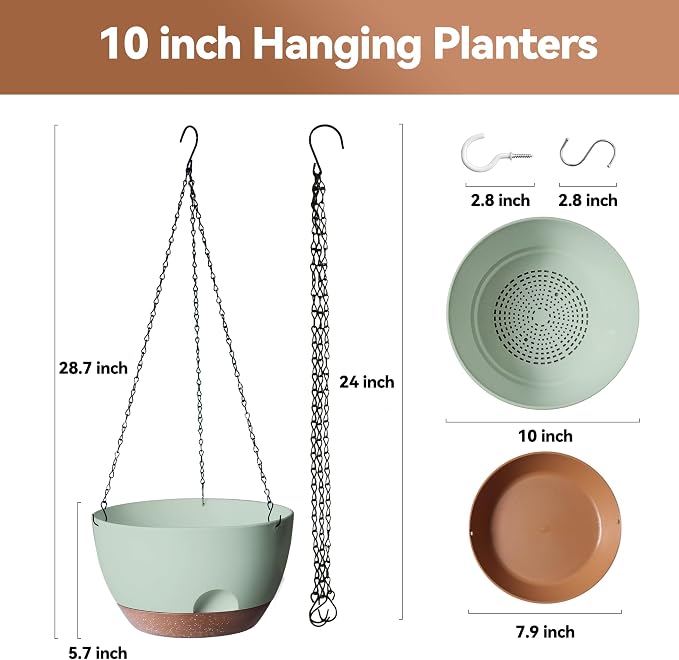 Hanging Planter for Indoor Plants, 10 Inch Self-Watering Hanging Planters - Image 2