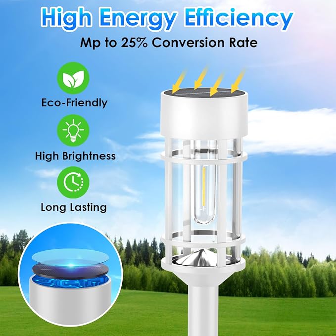 Mancra Solar Pathway Lights Outdoor Waterproof, 8 Pack LED Solar Garden Lights - Image 4