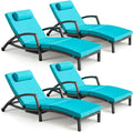 Chaise Lounge Chairs Outdoor Set of 4, Comfy Outside Wicker Patio Pool Lounge by ZZWHOM