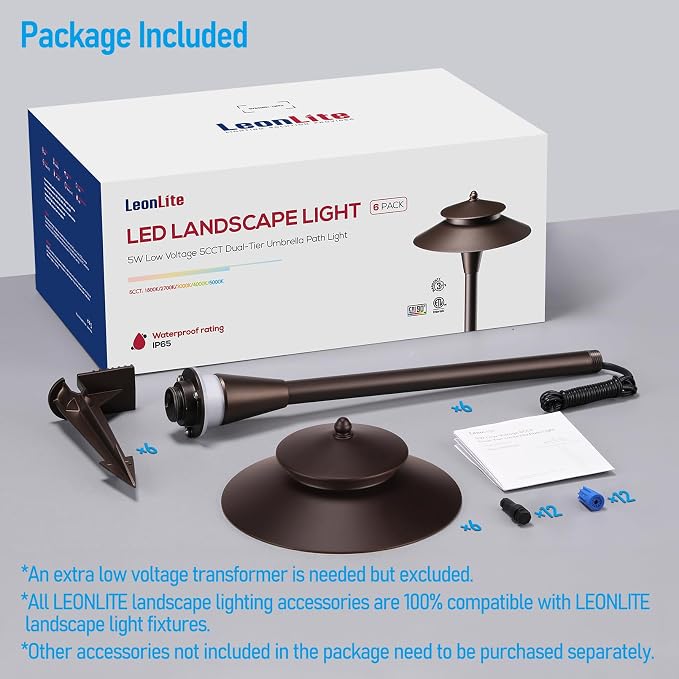 LEONLITE 5CCT Low Voltage Pathway Lights, 12-24V LED Landscape Path Light - Image 9
